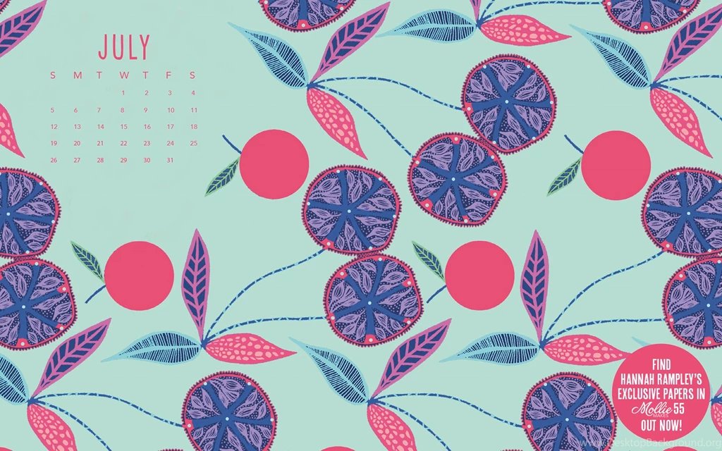 Free Desktop Wallpaper: July Calendar Mollie Makes