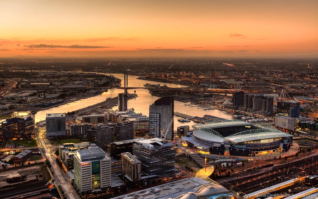 Wallpapers Skyscrapers, Bridge, Evening, Melbourne, Stadium ...