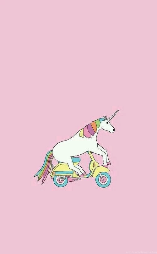 Unicorn W/ Rainbow Hair On A Scooter Wallpapers By Lane