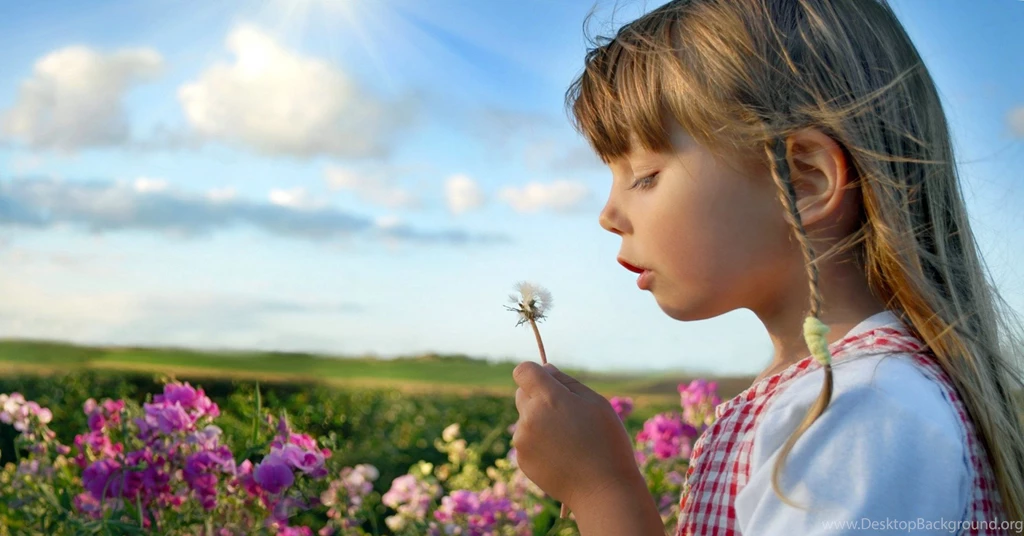 Flower Field Plants And Little Girl Children Wallpapers HD
