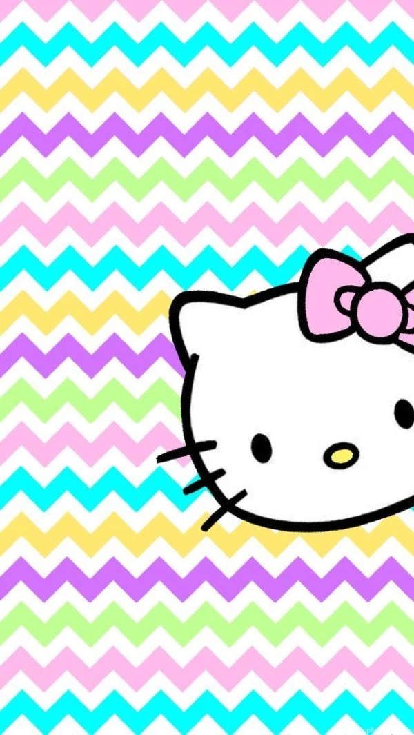 HELLO KITTY CHEVRON, IPHONE WALLPAPER BACKGROUND