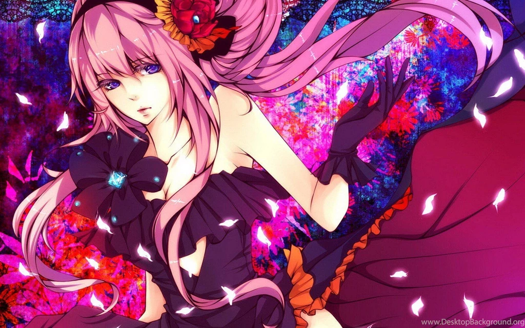 Vocaloid Dress Megurine Luka Long Hair Pink Anime Purple Eyes ...