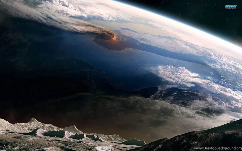 Volcano Eruption View From The Moon Wallpapers   Fantasy Wallpapers ...