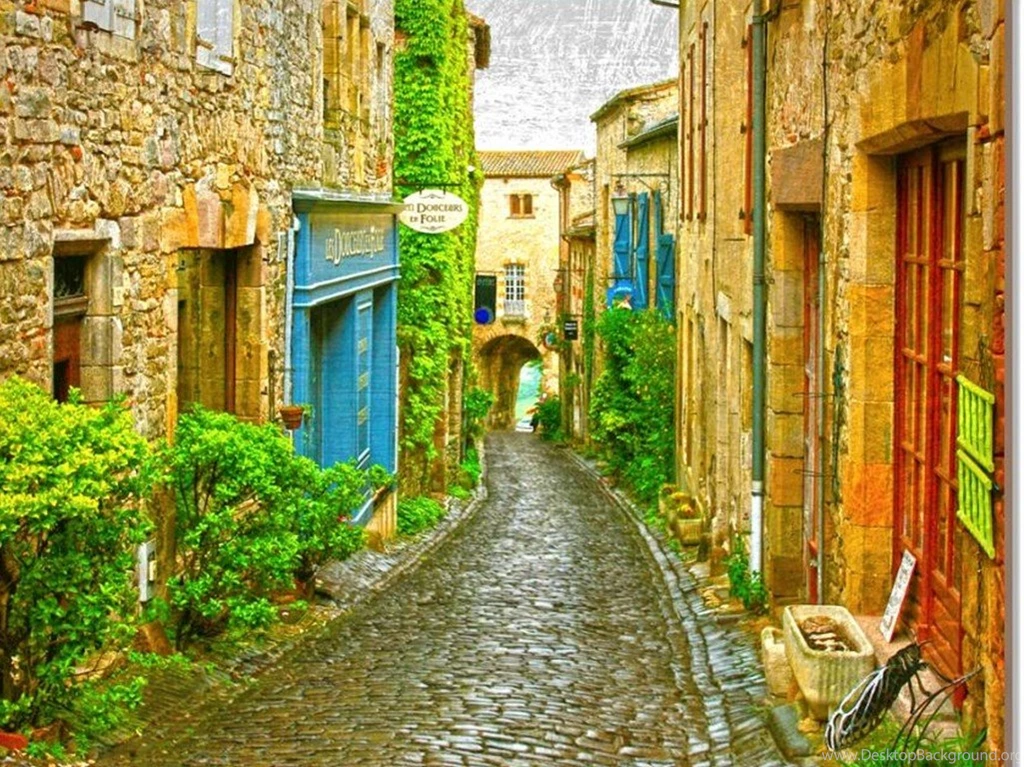 Houses: Pastoral Beautiful Street Houses Old Cobblestones Large ...
