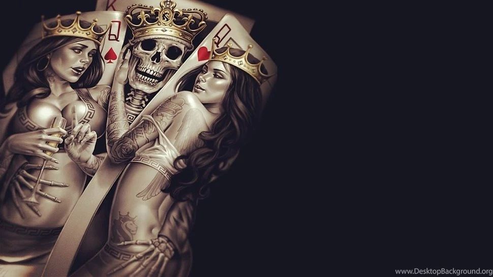 Poker, Skull, King, Seduction, Tattoos, Bones, Queen, Crown, Cup ...
