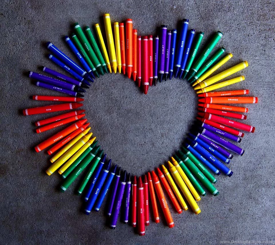 Heart With Rainbow Crayons Flikie Wallpapers