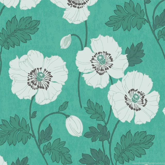 Poppycock, Teal Wallpapers Tiles Contemporary Wallpapers By ...