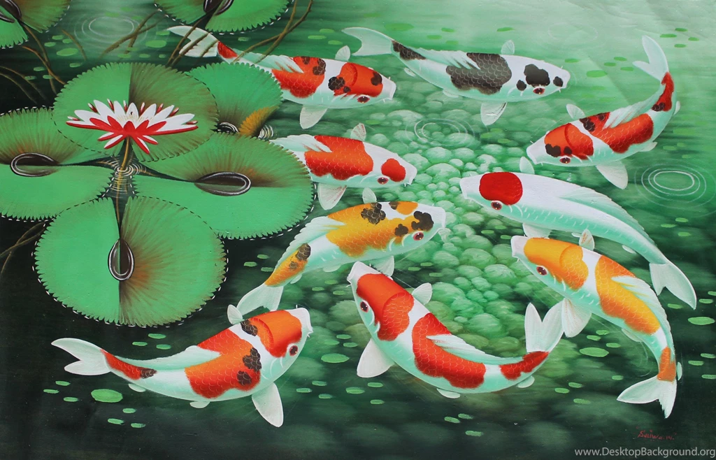 Koi Fish Painting   Wallpaper.