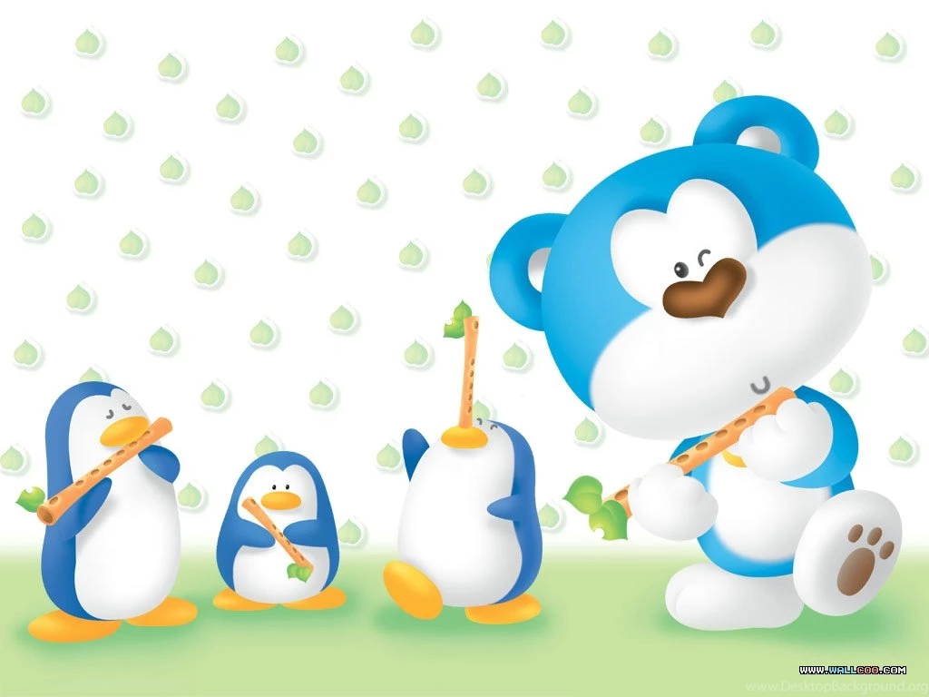 Bear Cartoon Character Blue Bear2 Wallcoo.net