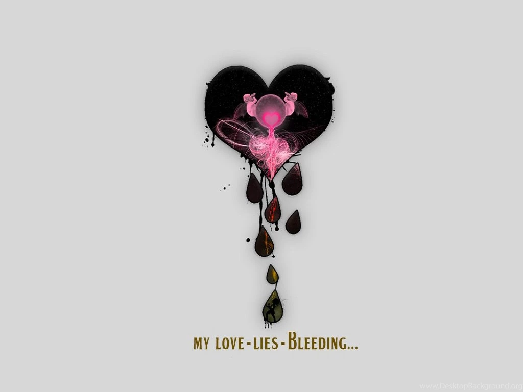 Heart Blooding Love With Written Line