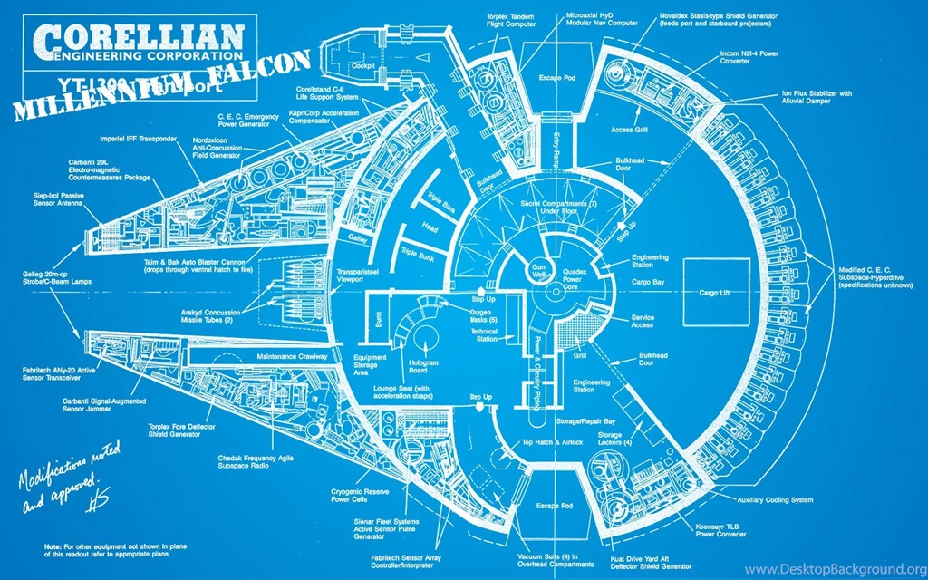 Star Wars Blueprints Millennium Falcon Free Desktop Backgrounds ...