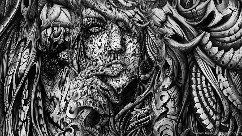 Beautiful Abstract Girl Black And White Version (