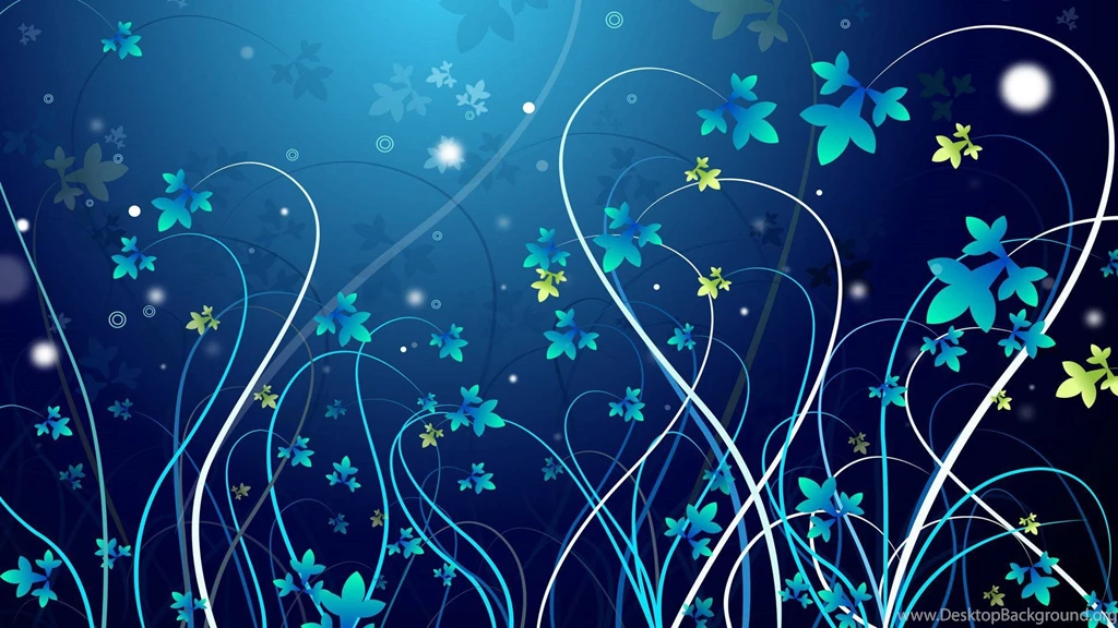 Abstract Blue Flowers Patterns Wallpapers (