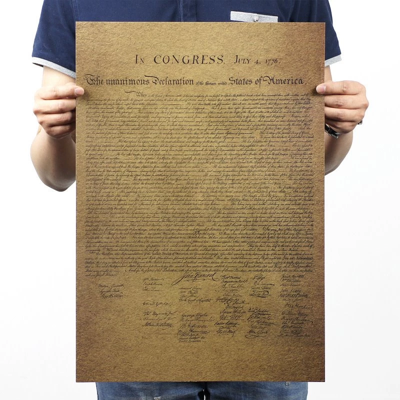 51*36cm US Declaration Of Independence Vintage Poster Art Home ...