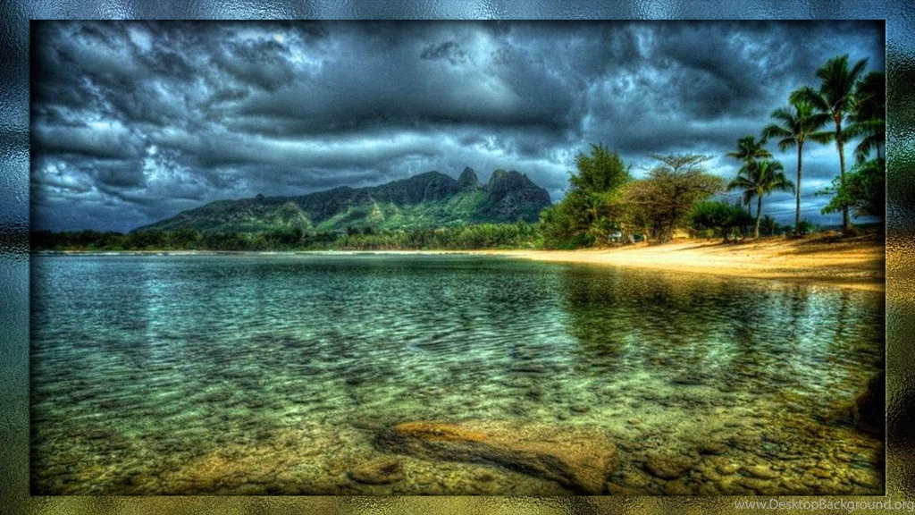 BEAUTIFUL BEACH AND MOUNTAIN WALLPAPER
