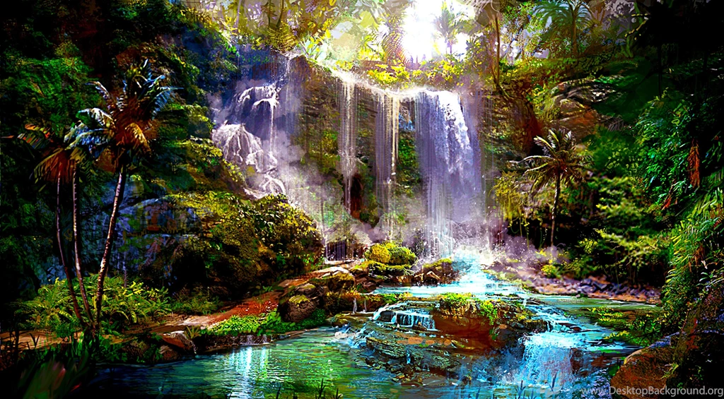 FOREST WATERFALLS WALLPAPER   (