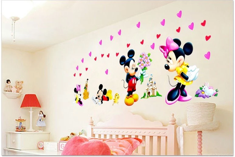 Cute Cartoon Mickey Minnie Children Room Decoration Wall Stickers ...