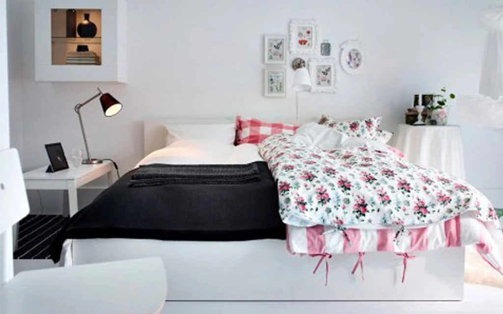 Ikea Bedrom With Modern Freestanding Lamp And White Bed Design For ...