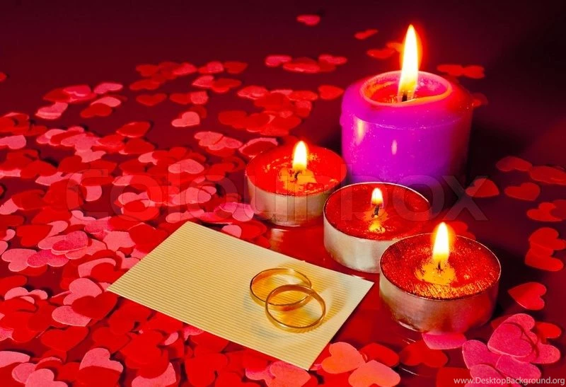 Two Rings And A Card With Marriage Proposal On The Red Backgrounds ...