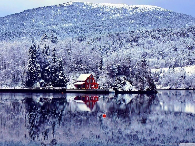 Gorgeous Lake House In Winter Free Desktop Backgrounds And Wallpapers