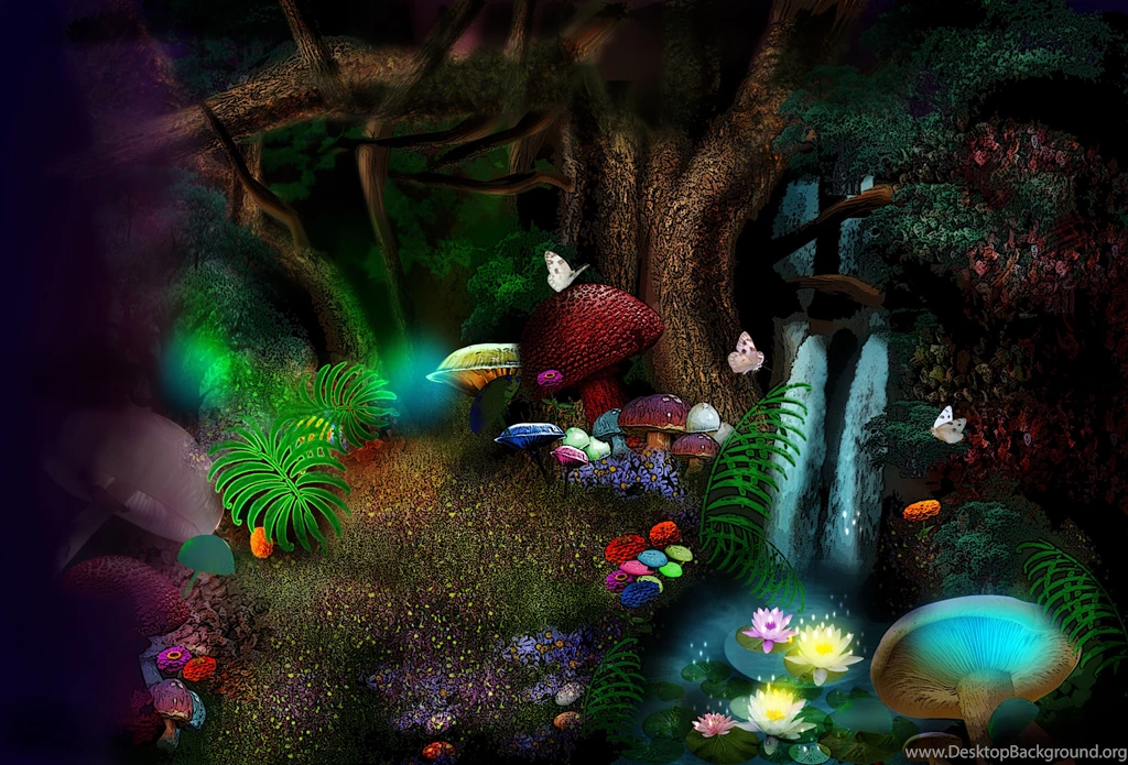 3d Nature Phantasmagoria Butterfly Leaves Forest Magic Flowers D ...