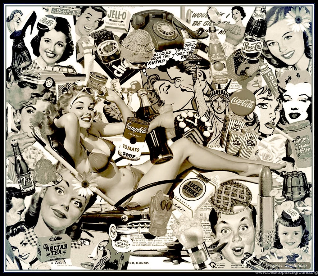 Collage: Retro Anuncios Pin up