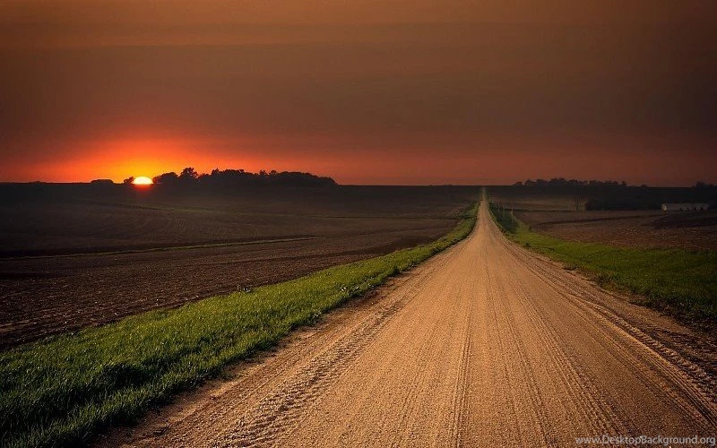 Landscape Nature Sunset Road Field Grass Nebraska United States ...