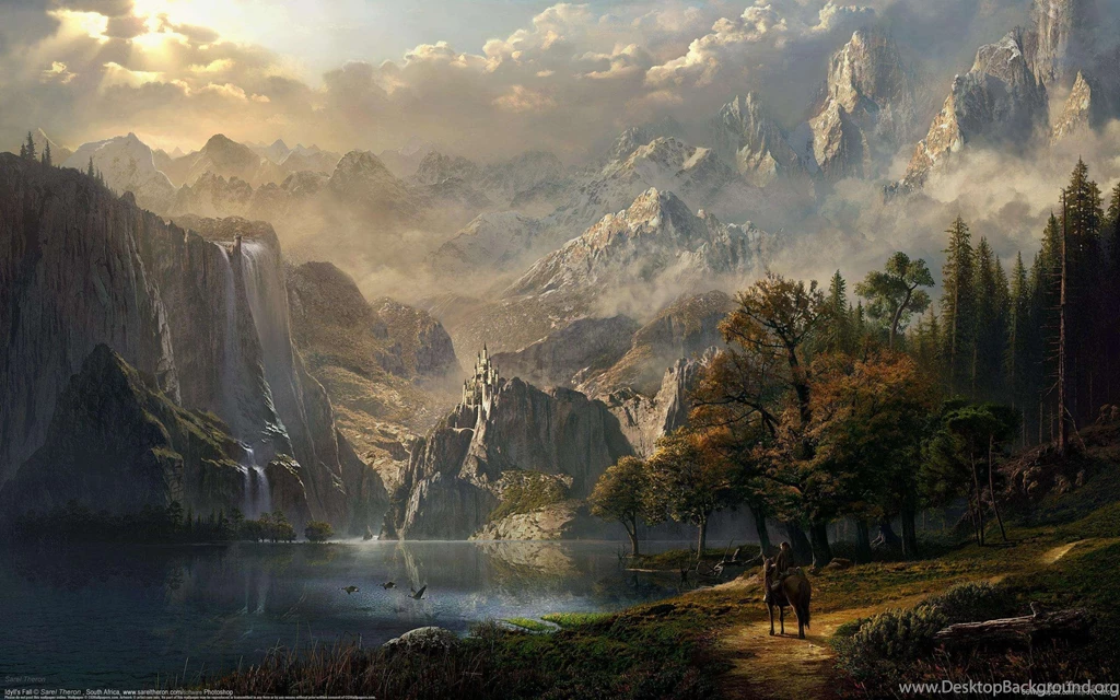 Fantasy Waterfall Castle HD Wallpapers