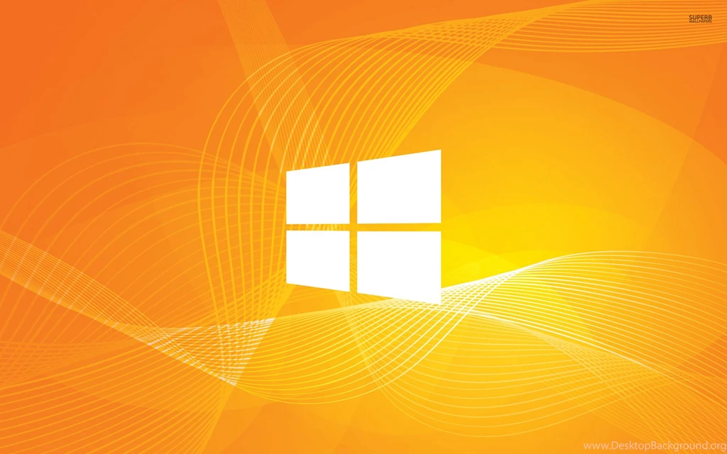Windows 10 Simple White Logo On Orange Curves Wallpapers Computer ...