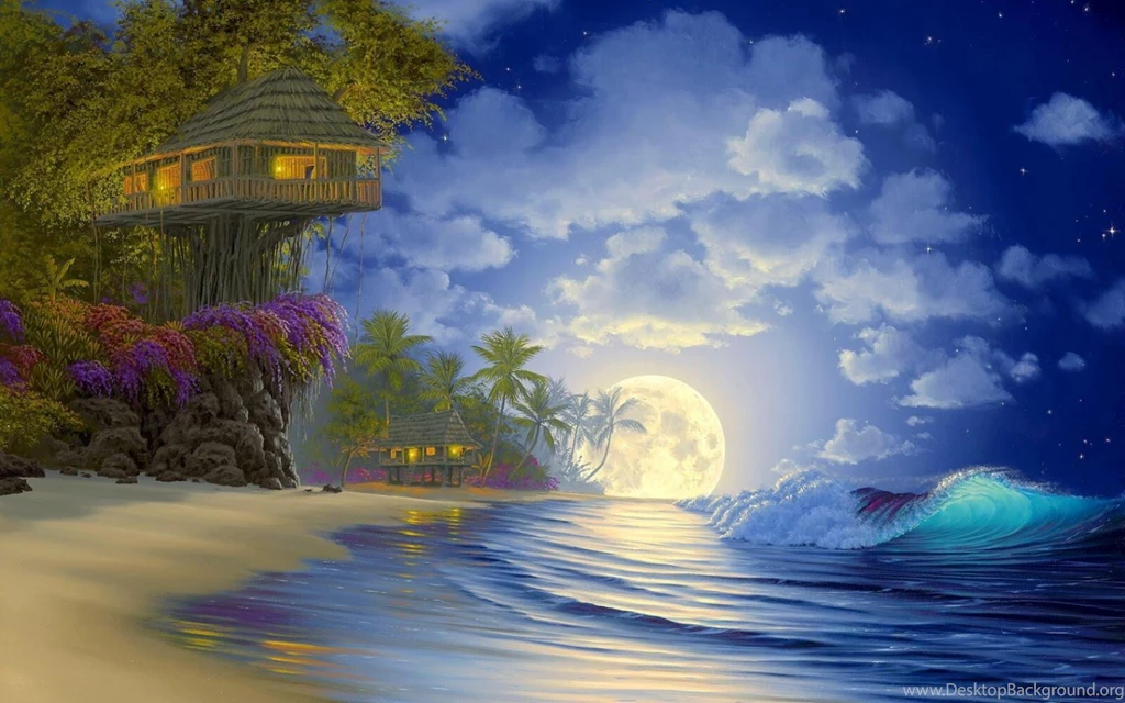 I Love Tree House: Full Moon Tree House Wallpapers 1680x1050