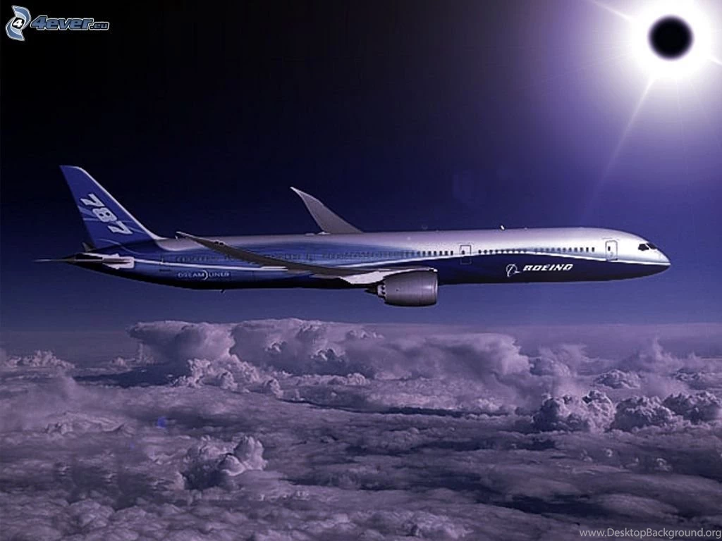 Boeing 787 dreamliner, aircraft, solar eclipse, clouds 148659.jpg