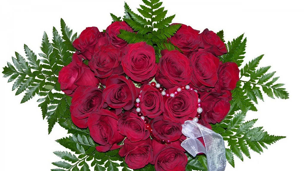 Download Wallpapers 1920x1080 Roses, Flowers, Flower, Beads, Leaves ...