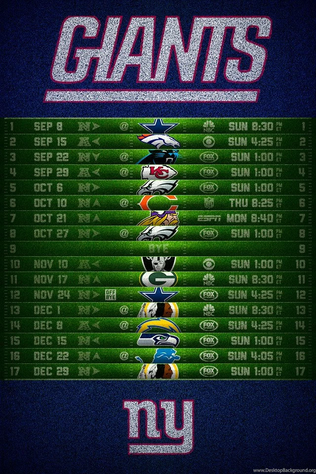 New York Giants 2013 Football Schedule iPhone 4 Wallpapers (640x960)
