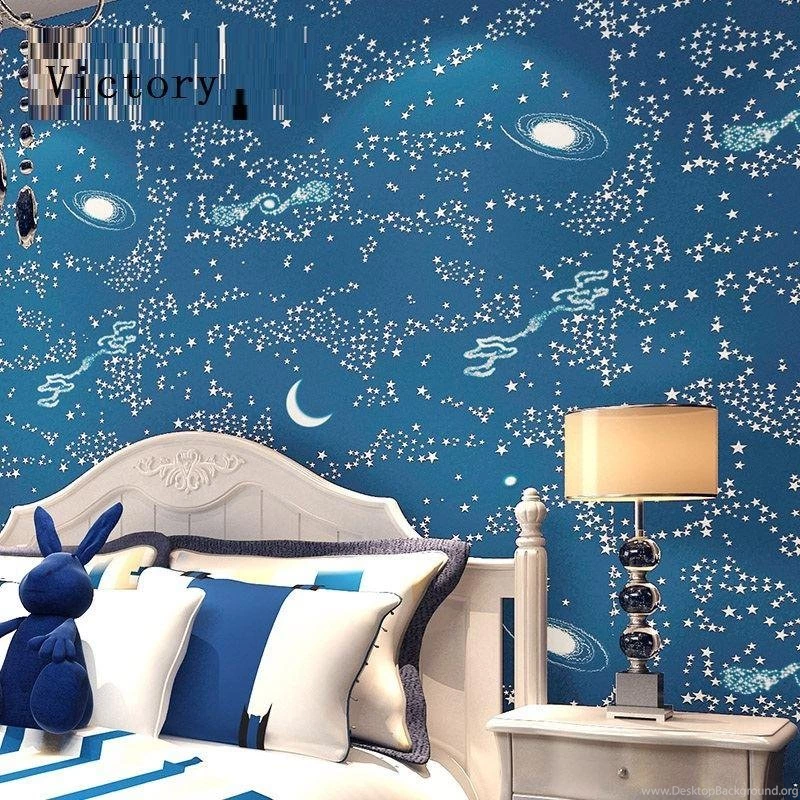 Wholesale Blue Purple Modern Kids Wallpapers Healthy Non Woven Sky ...