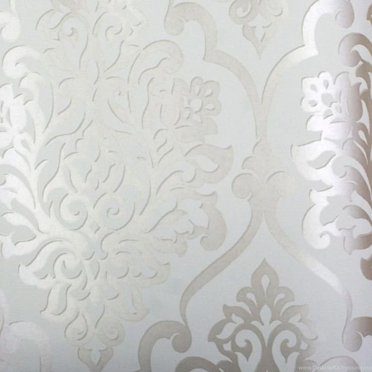 Mood Living “Nino” Silver And White Damask Wallpapers