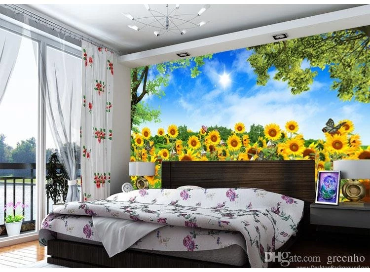 Lovely Sunflower Fields Photo Wallpapers Idyllic Scenery Wall ...