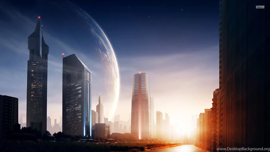 Sunset Over The Skyscrapers Wallpapers   Digital Art Wallpapers ...