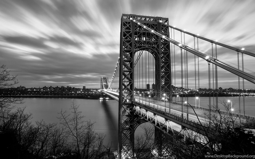 Bridge BW River George Washington Bridge New Jersey Wallpapers ...