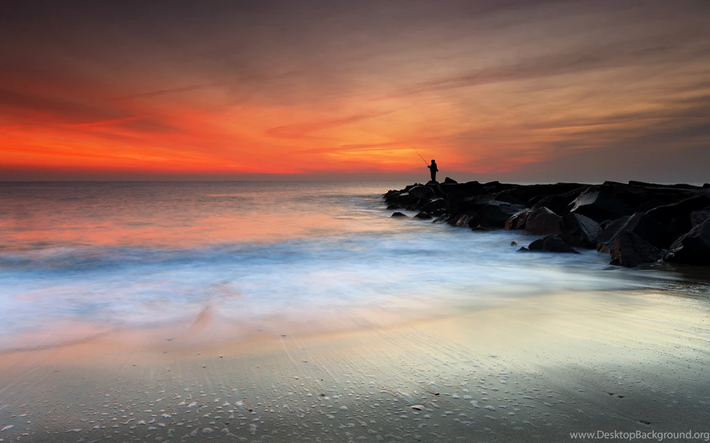 Early Morning Fishing, Monmouth Beach, New Jersey Widescreen ...