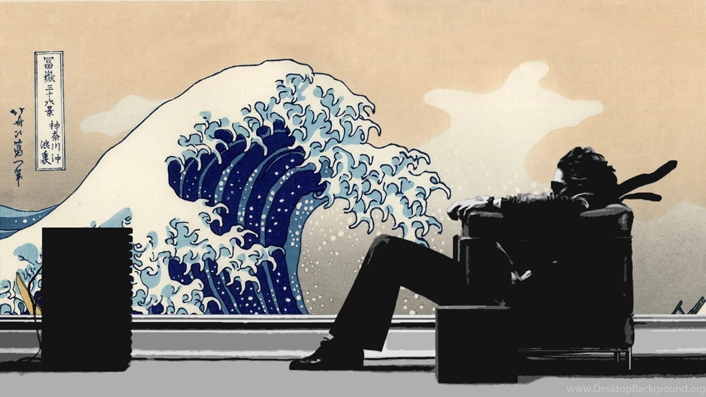 Music Waves Men Japanese Chairs Artwork Maxell The Great Wave Off ...