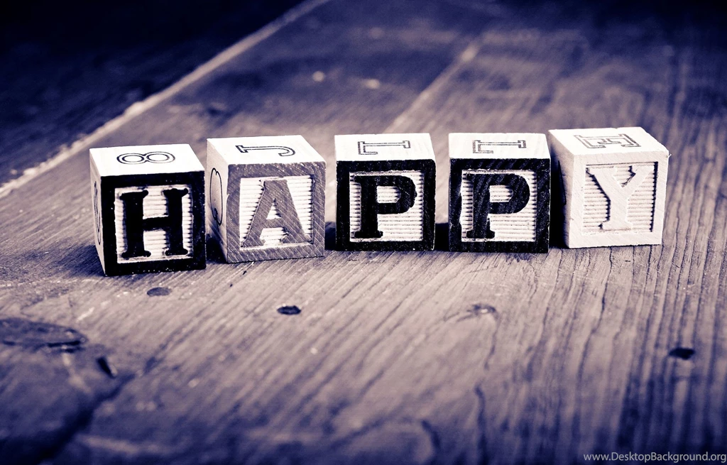 Wooden Squares With Word So Happy In Black And White