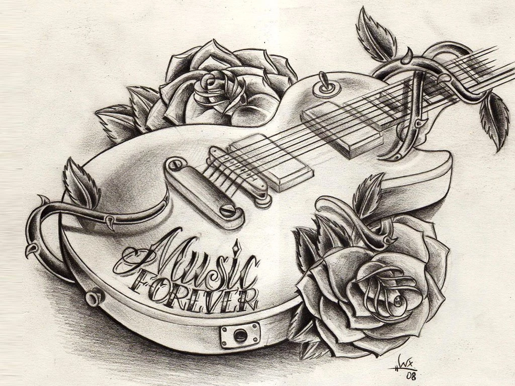 Guitar Tattoo Design G0000470 file cdr and dxf free vector download for CNC  cut – Free Download Vector Files