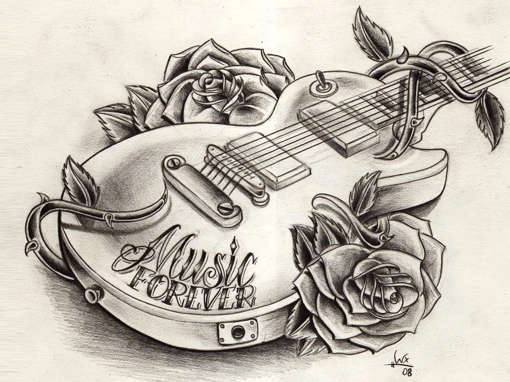 Free Designs   Music Guitar Tattoo Wallpapers