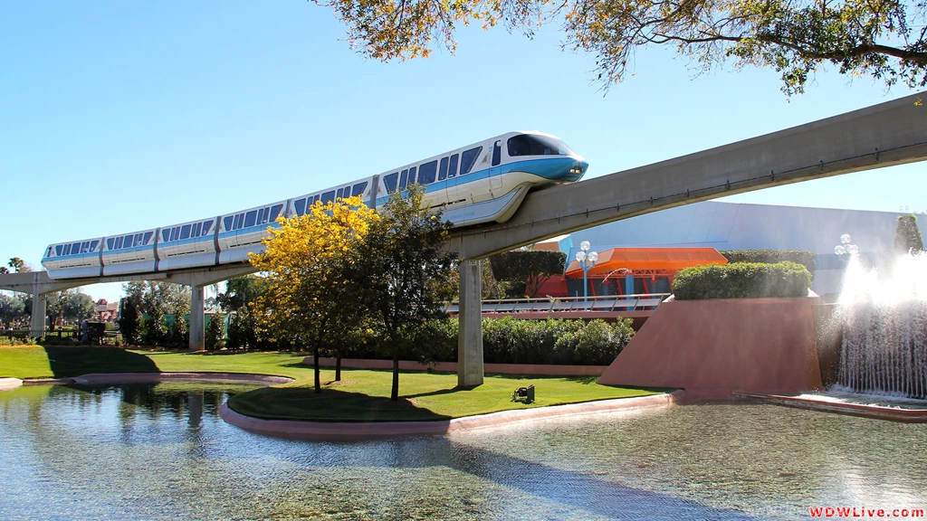 Monorail: The Blue Monorail Rolling Through Epcot's Future World.