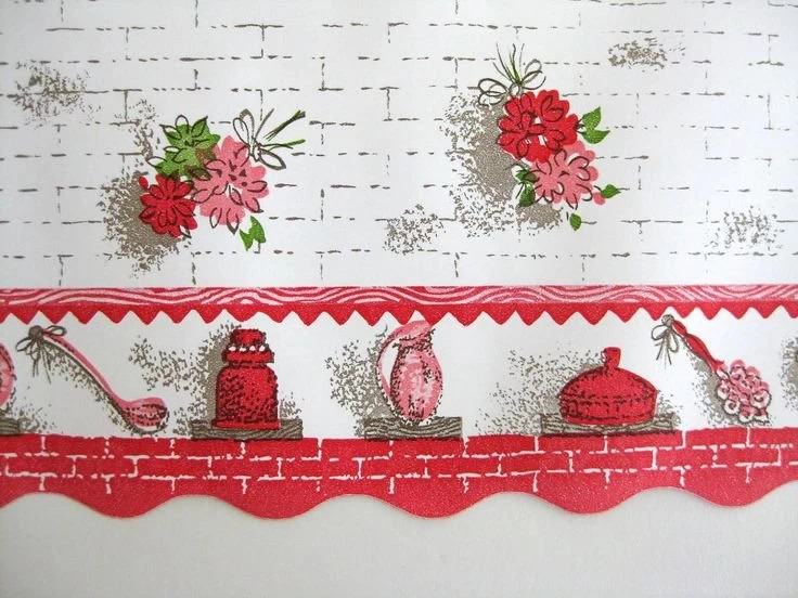 Floral Kitchen Wallpapers Border (Wide Unused Roll) SALE   50's Or ...