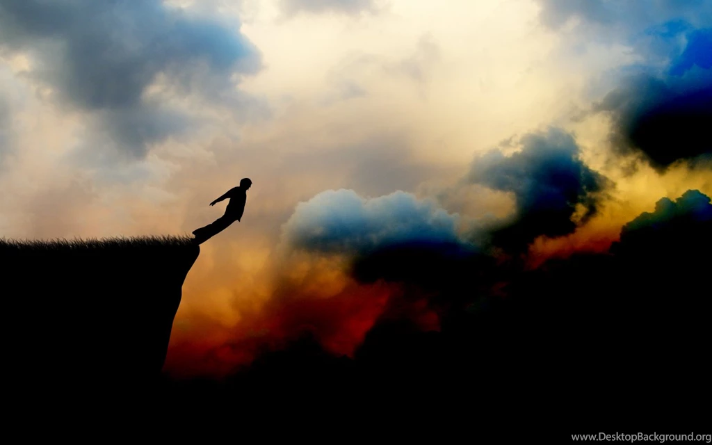 Clouds, Digital Art, Cliff, Anime, Falling Wallpapers HD