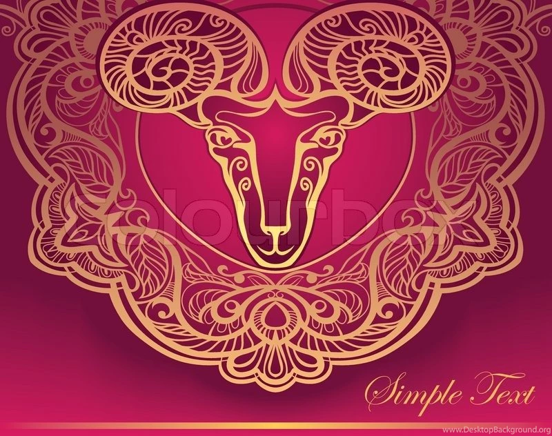 Golden Ram. Horoscope. Decorative Background. Aries.Aries Gold On ...