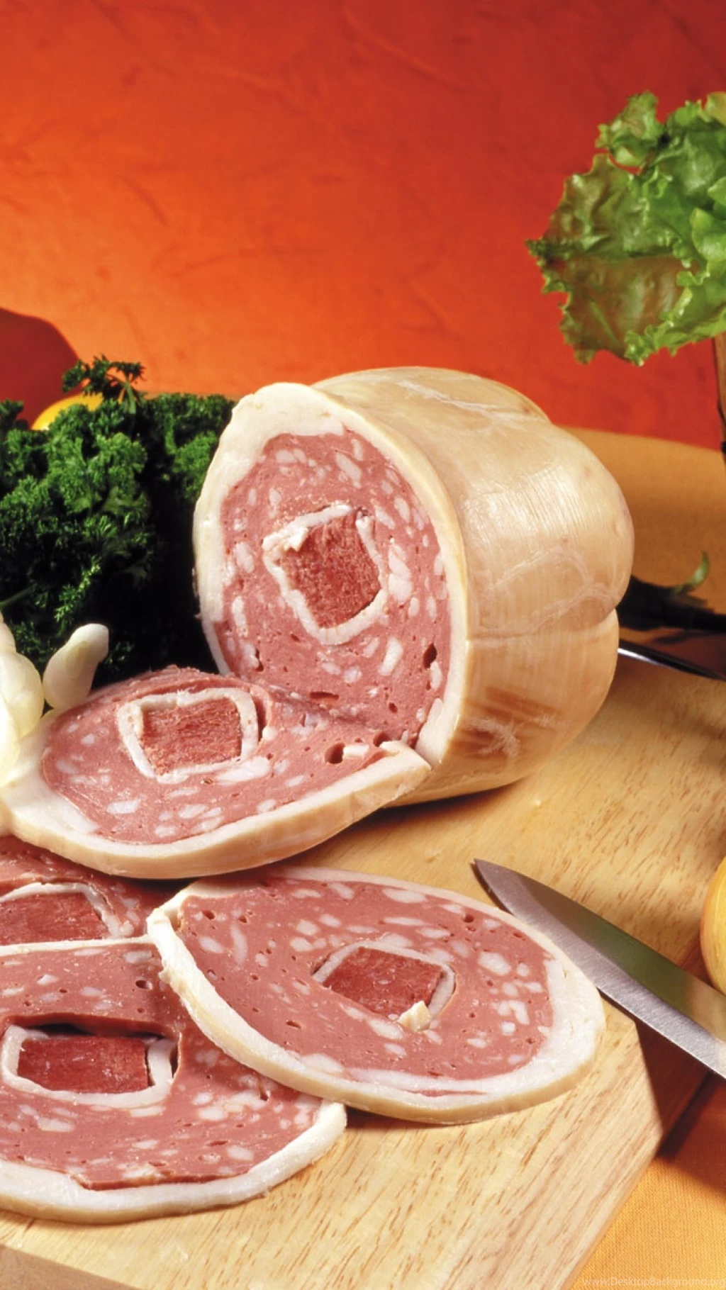 Download Wallpapers 1080x1920 Sausage, Onions, Greens, Pepper ...