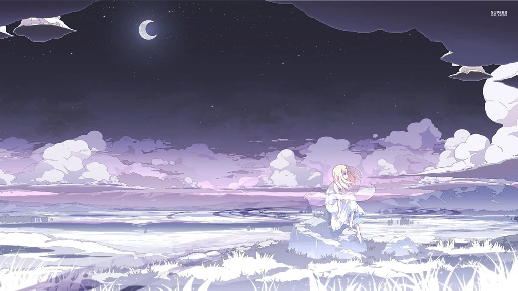 Sad Blonde Under The Moonlight Wallpapers Anime Wallpapers