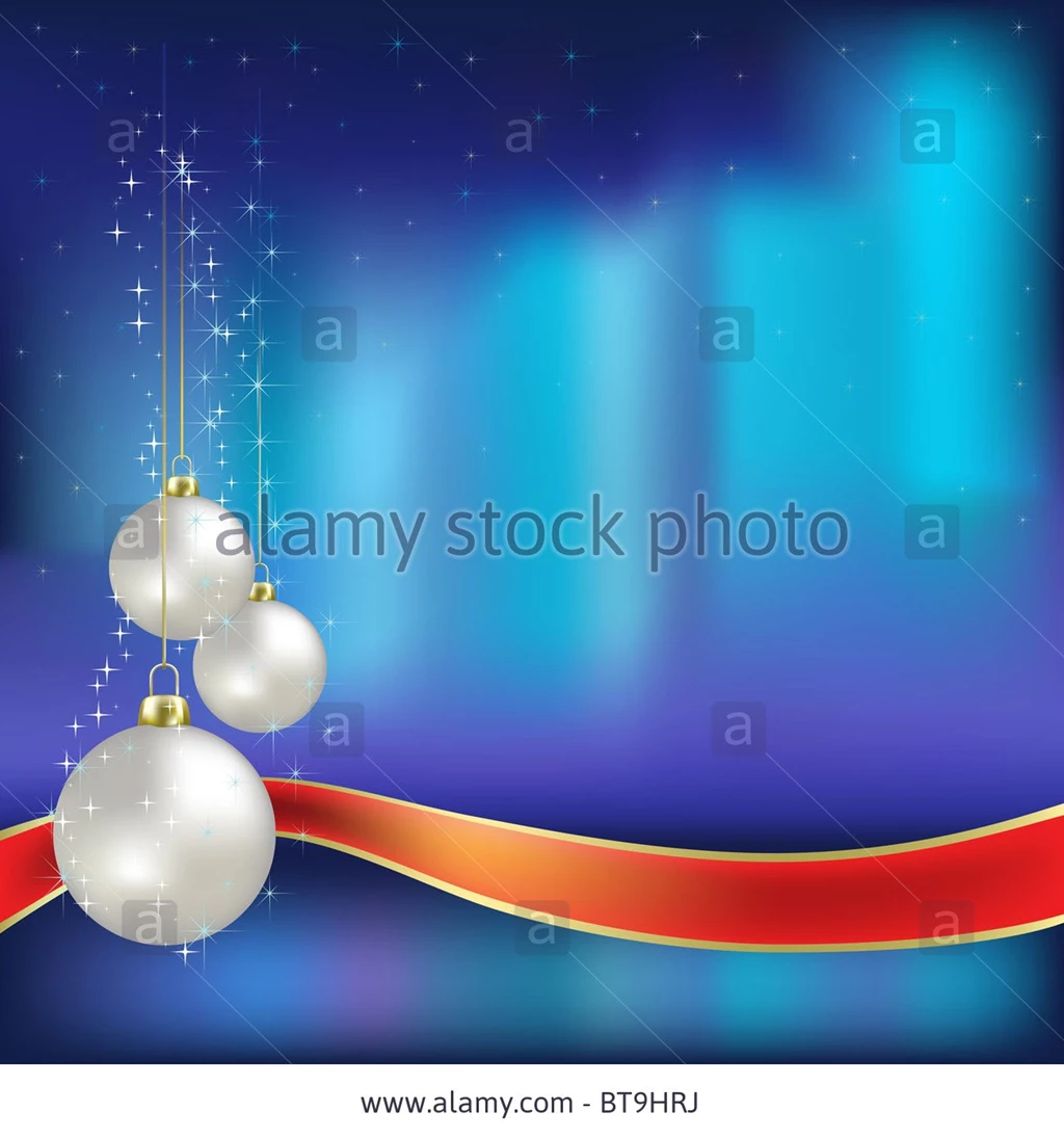 Christmas Greeting White Balls On Aurora Borealis Backgrounds Stock ...